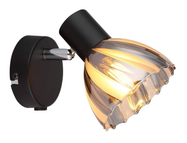 GLOBO Strahler mattschwarz Satiniert Rauch Metall Glas H: ca. 12,5 cm E14 1 Brennstellen – Bild 5