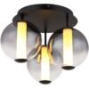 GLOBO Deckenleuchte Rauch Opal mattschwarz Metall Glas H/D: ca. 29,5x38 cm 1 Brennstellen – Bild 3