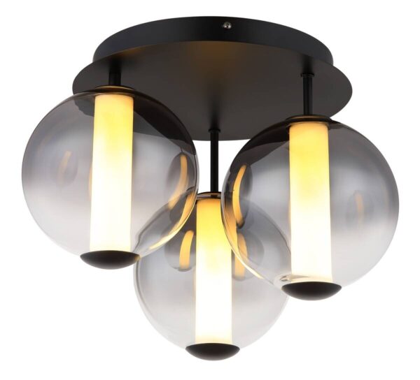 GLOBO Deckenleuchte Rauch Opal mattschwarz Metall Glas H/D: ca. 29,5x38 cm 1 Brennstellen – Bild 3