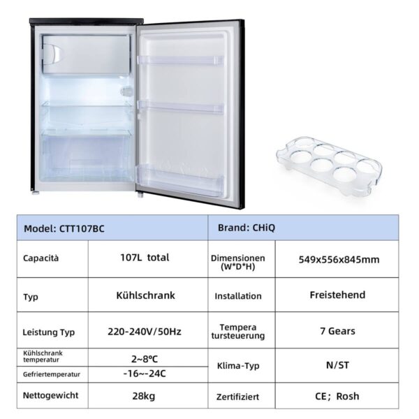 CHiQ Stand-Kühlschrank CKS110CBPO dark Inox B/H/T: ca. 54,9x84,5x55,6 cm – Bild 3
