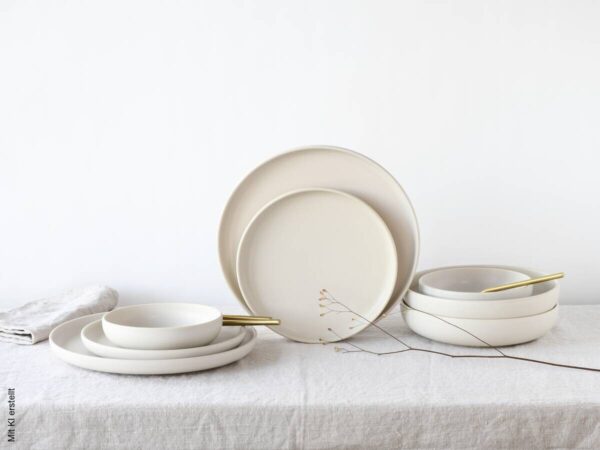 CreaTable Tafelservice Uno weiß Steinzeug 8 tlg. – Bild 3