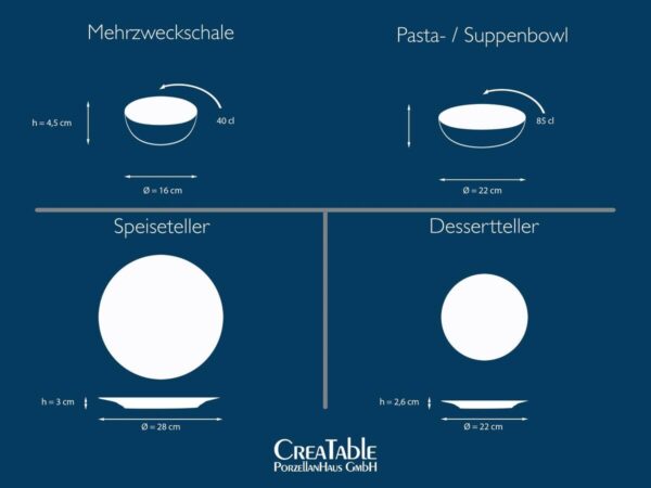 CreaTable Tafelservice Uno weiß Steinzeug 8 tlg. – Bild 4