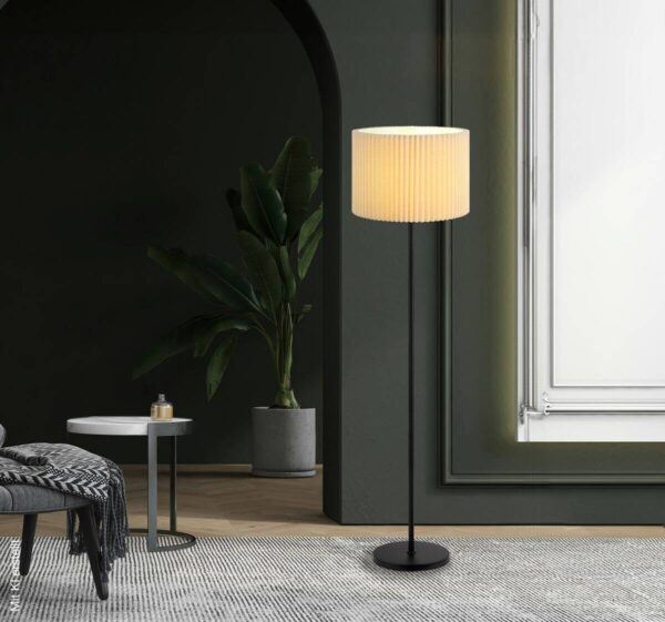GLOBO Stehlampe natur mattschwarz Metall Textil H/D: ca. 152x38 cm E27 1 Brennstellen GLOBO Stehlampe natur mattschwarz Metall Textil H/D: ca. 152x38 cm E27 1 Brennstellen – Bild 2