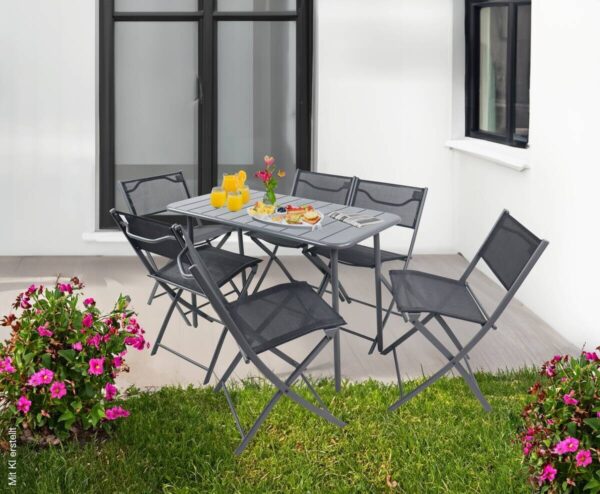 VCM Gartensitzgruppe Sumila schwarz Textilene B/H/L: ca. 45x79x46 cm – Bild 3