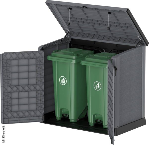 VCM Mülltonnenbox 2er StoreAway grau Kunststoff B/H/L: ca. 145x125x83 cm VCM Mülltonnenbox 2er StoreAway grau Kunststoff B/H/L: ca. 145x125x83 cm – Bild 2