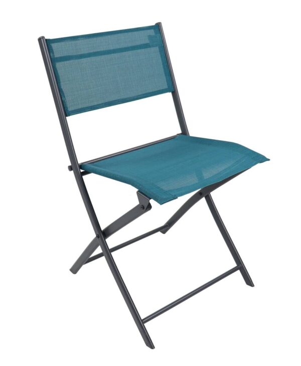 VCM Gartenstuhl 2er Set blau Stahl B/H/L: ca. 45x79x46 cm – Bild 3