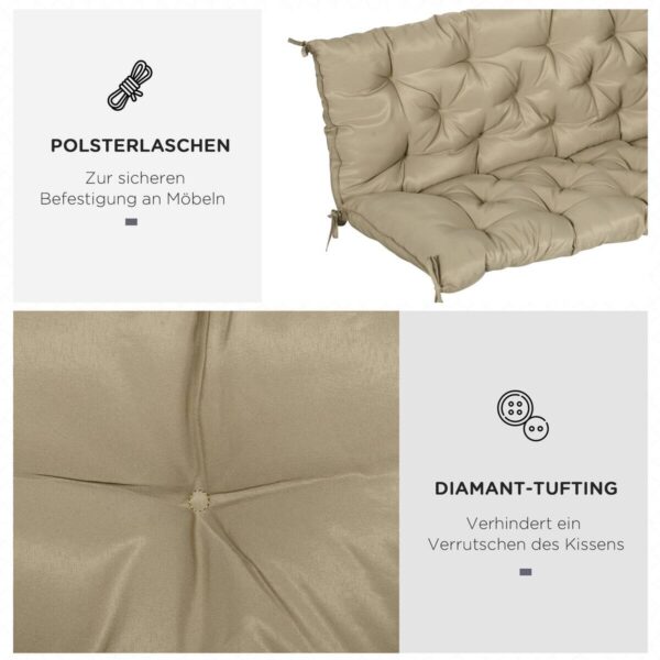Outsunny Bankauflage khaki Schaumstoff B/H/L: ca. 98x8x150 cm Outsunny Bankauflage khaki Schaumstoff B/H/L: ca. 98x8x150 cm – Bild 5