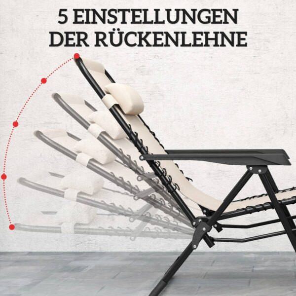 Outsunny Gartenliege 2er Set beige Metall B/H/L: ca. 65x110x90 cm Outsunny Gartenliege 2er Set beige Metall B/H/L: ca. 65x110x90 cm – Bild 5