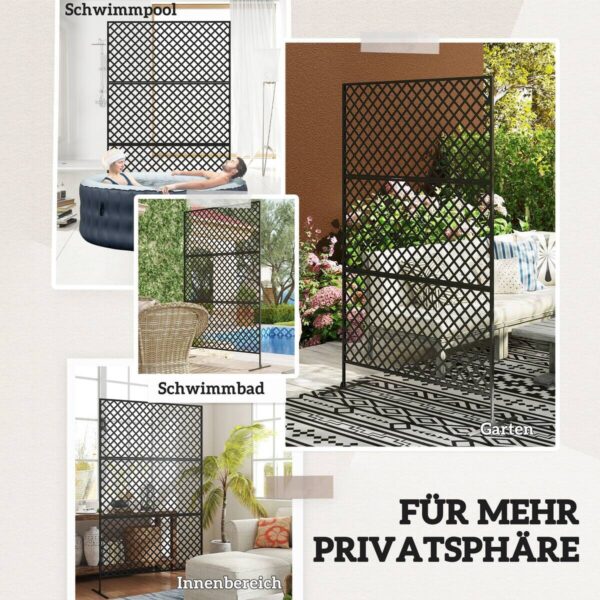 Outsunny Raumteiler schwarz Stahl B/H/L: ca. 45x198x122 cm – Bild 4