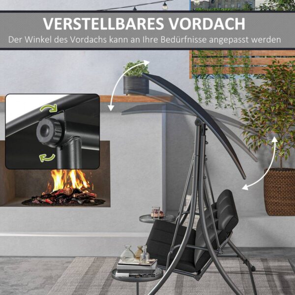 Outsunny Hollywoodschaukel schwarz Polyester B/H/L: ca. 135x177x278 cm Outsunny Hollywoodschaukel schwarz Polyester B/H/L: ca. 135x177x278 cm – Bild 2