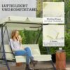 Outsunny Hollywoodschaukel cremeweiß Polyester B/H/L: ca. 125x170x200 cm Outsunny Hollywoodschaukel cremeweiß Polyester B/H/L: ca. 125x170x200 cm – Bild 2