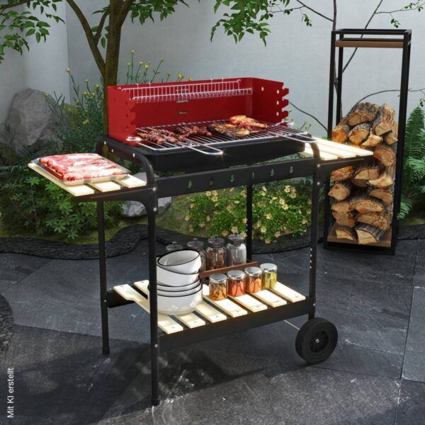 Outsunny Holzkohlegrill Metall B/H/L: ca. 47x95x103 cm – Bild 4
