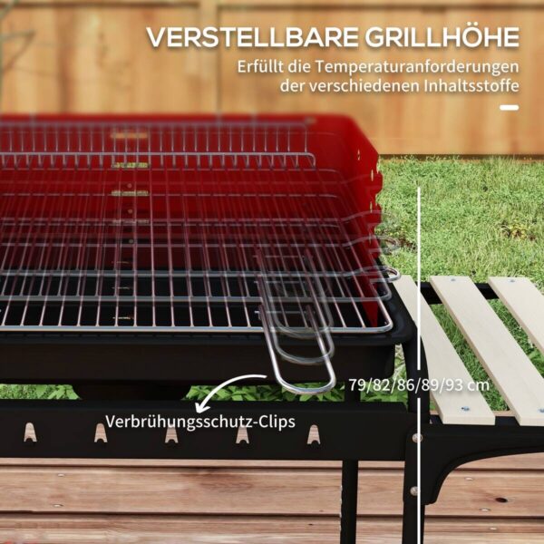 Outsunny Holzkohlegrill Metall B/H/L: ca. 47x95x103 cm – Bild 5