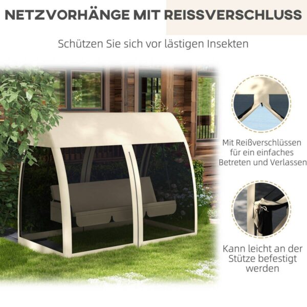 Outsunny Hollywoodschaukel kaffee Metall B/H/L: ca. 140x197x240 cm – Bild 2