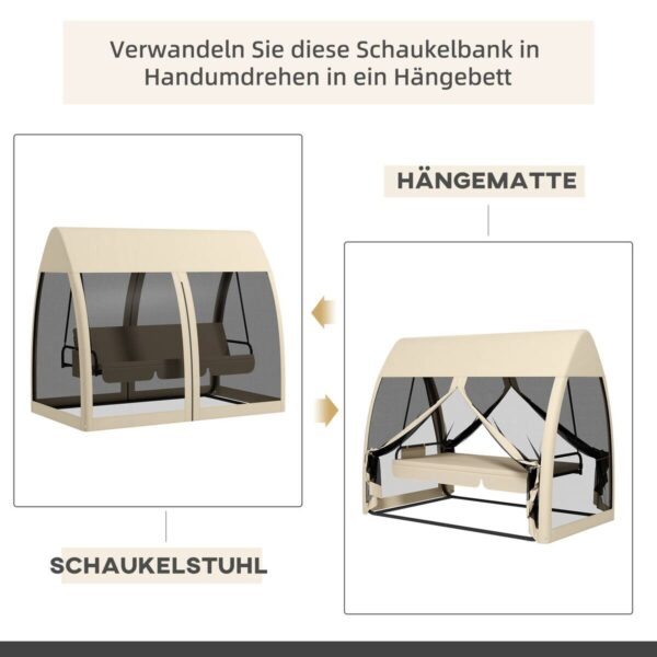 Outsunny Hollywoodschaukel kaffee Metall B/H/L: ca. 140x197x240 cm – Bild 4