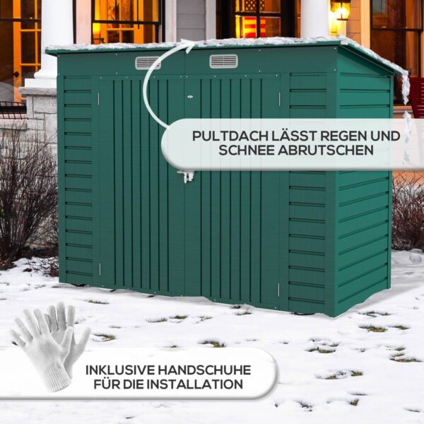 Outsunny Gerätehaus grün B/H/L: ca. 121x183x249 cm – Bild 3