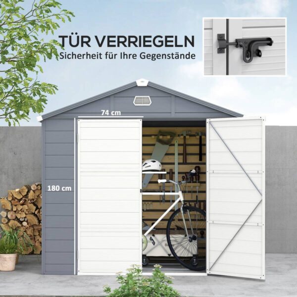 Outsunny Gerätehaus grau B/H/L: ca. 190x228x240 cm – Bild 4