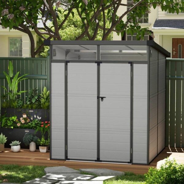 Outsunny Gerätehaus hellgrau B/H/L: ca. 191x215x190 cm – Bild 5