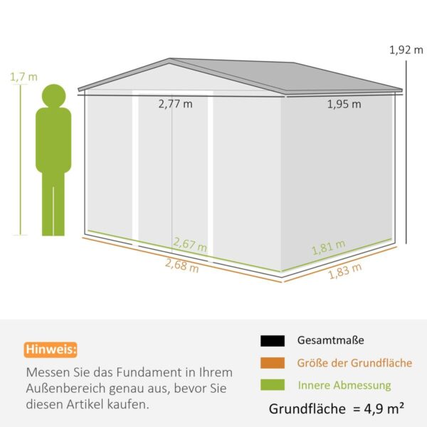 Outsunny Gerätehaus braun B/H/L: ca. 195x192x277 cm – Bild 5