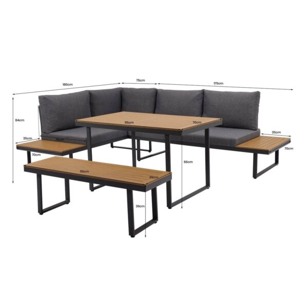 Loungeset Sevilla anthrazit Aluminium – Bild 4