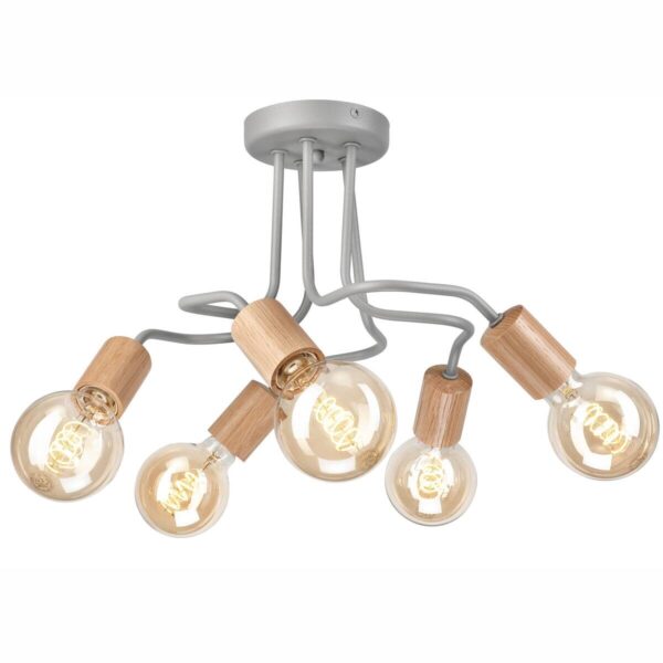 Lamkur Deckenleuchte braun Glas Stahl B/H/L: ca. 44x26x44 cm E27 5 Brennstellen – Bild 3