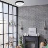 Lamkur Deckenleuchte schwarz Glas Stahl B/H/L: ca. 37x8x37 cm E27 2 Brennstellen – Bild 5