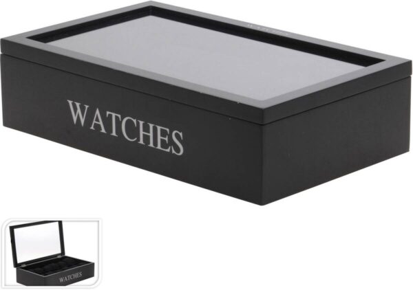 Uhrenbox schwarz Holz B/H/L: ca. 34,2x20,4x8,7 cm Uhrenbox schwarz Holz B/H/L: ca. 34,2x20,4x8,7 cm – Bild 2
