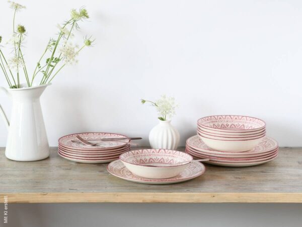 CreaTable Tafelservice Mexico rot Steingut 18 tlg. – Bild 4