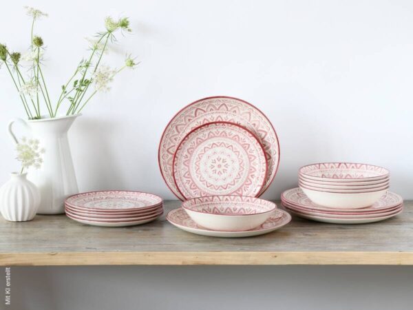 CreaTable Tafelservice Mexico rot Steingut 18 tlg. – Bild 5