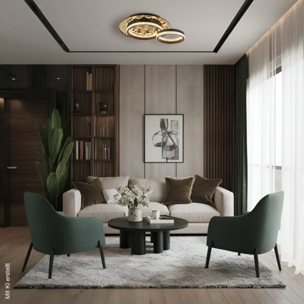 GLOBO LED-Deckenleuchte gold schwarz Metall Aluminium Edelstahl B/H/L: ca. 40x14x50,5 cm 1 Brennstellen GLOBO LED-Deckenleuchte gold schwarz Metall Aluminium Edelstahl B/H/L: ca. 40x14x50,5 cm 1 Brennstellen – Bild 2