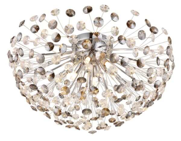 GLOBO LED-Deckenleuchte Rauch Chrom Metall H/D: ca. 32,5x60 cm 6 Brennstellen – Bild 3