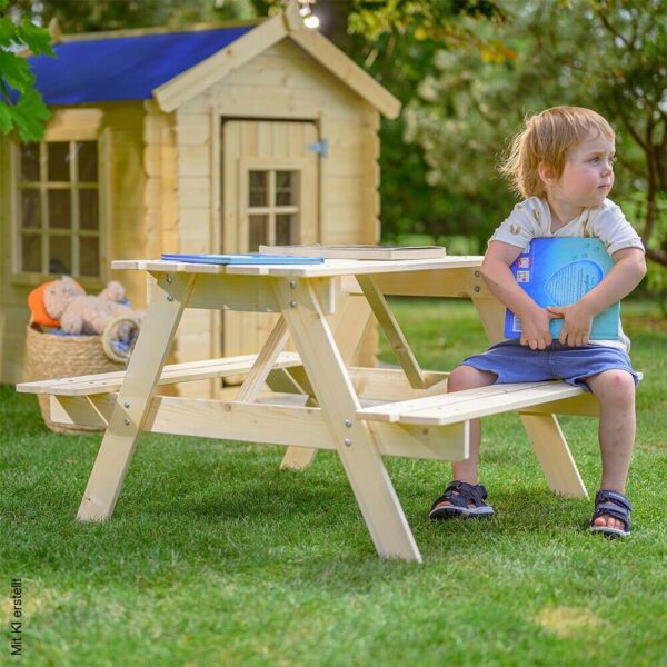 Timbela Kindersitzgarnitur M018 natur Holz B/H/L: ca. 90x50x90 cm – Bild 4