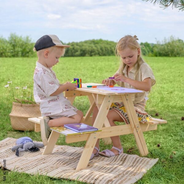 Timbela Kindersitzgarnitur M012 natur Holz B/H/L: ca. 60x50x81 cm – Bild 2