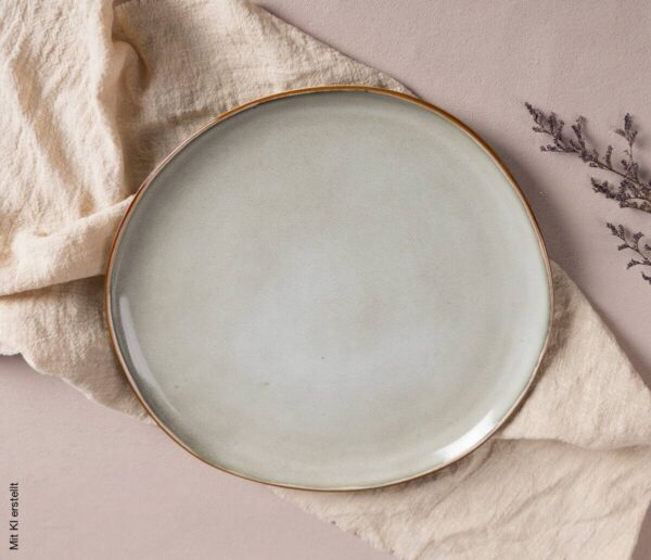 Essteller beige Steinzeug D: ca. 26,6 cm Essteller beige Steinzeug D: ca. 26,6 cm – Bild 2