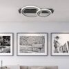 GLOBO LED-Deckenleuchte grau mattschwarz Opal Kunststoff Acryl Metall B/H/L: ca. 37x8x63 cm 1 Brennstellen – Bild 2
