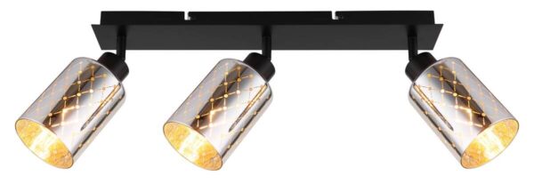 GLOBO Strahler Chrom mattschwarz klar Metall Glas B/H/L: ca. 9x22x66 cm E27 3 Brennstellen – Bild 2