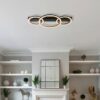 GLOBO LED-Deckenleuchte dunkelbraun Opal mattschwarz Metall Kunststoff B/H/L: ca. 30x7x58 cm 1 Brennstellen – Bild 4