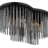 GLOBO Deckenleuchte mattschwarz Rauch Metall Glas B/H/T/L: ca. 35x34,5x60x60 cm E27 6 Brennstellen GLOBO Deckenleuchte mattschwarz Rauch Metall Glas B/H/T/L: ca. 35x34,5x60x60 cm E27 6 Brennstellen – Bild 3