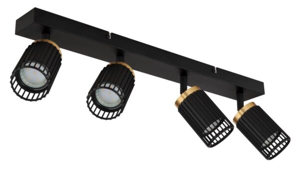 GLOBO Strahler mattschwarz Aluminium Metall B/H/T/L: ca. 12,5x15,5x53x53 cm GU10 4 Brennstellen – Bild 3