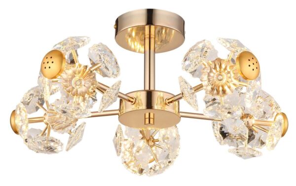 GLOBO Deckenleuchte gold klar Glas Metall H/D: ca. 22x50 cm 1 Brennstellen – Bild 2