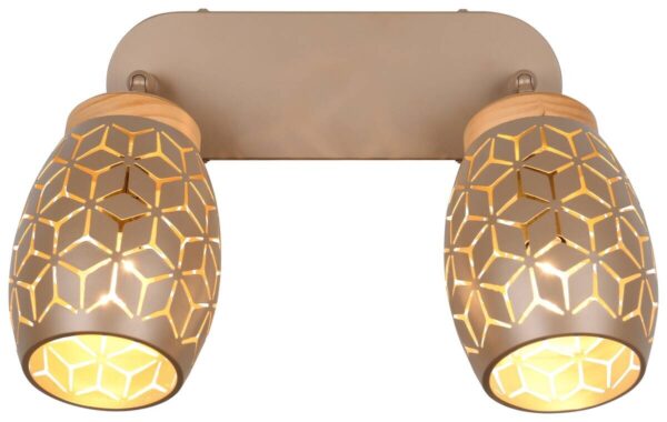 Reality Spot 2-flg. Bidar kaffee gold Metall B/H/L: ca. 28x27x12 cm E14 2 Brennstellen – Bild 3