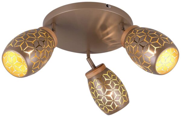 Reality Spotrondell 3-flg. Bidar kaffee gold Metall D: ca. 27 cm E14 3 Brennstellen – Bild 2
