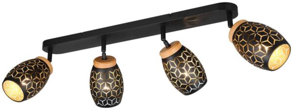 Reality Spot 4-flg. Bidar schwarz gold Metall B/H/L: ca. 74x27x12 cm E14 4 Brennstellen – Bild 2