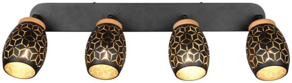 Reality Spot 4-flg. Bidar schwarz gold Metall B/H/L: ca. 74x27x12 cm E14 4 Brennstellen – Bild 3