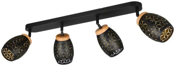 Reality Spot 4-flg. Bidar schwarz gold Metall B/H/L: ca. 74x27x12 cm E14 4 Brennstellen – Bild 4