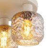GLOBO Deckenleuchte Rauch beige Glas Metall B/H/L: ca. 34x27,5x34 cm 3 Brennstellen – Bild 3