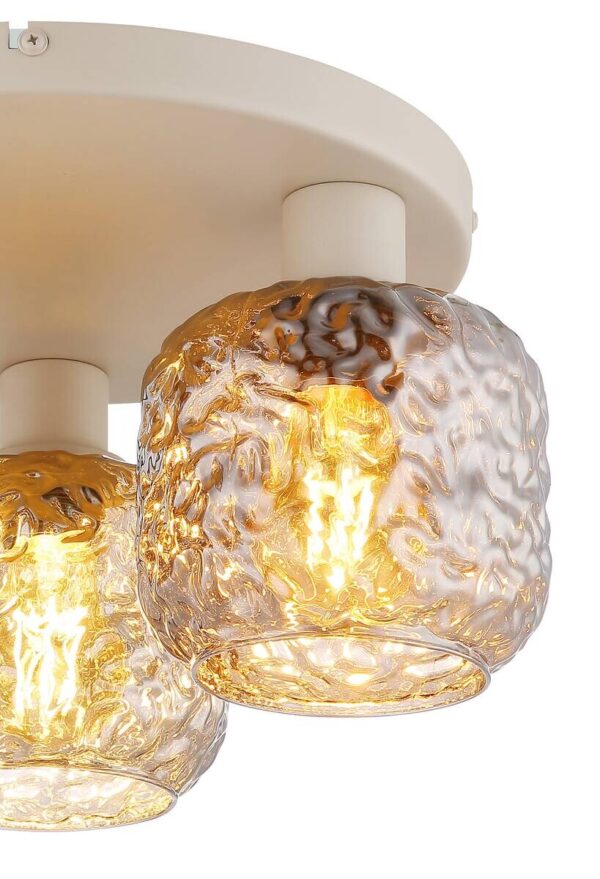 GLOBO Deckenleuchte Rauch beige Glas Metall B/H/L: ca. 34x27,5x34 cm 3 Brennstellen – Bild 3
