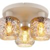 GLOBO Deckenleuchte Rauch beige Glas Metall B/H/L: ca. 34x27,5x34 cm 3 Brennstellen – Bild 5