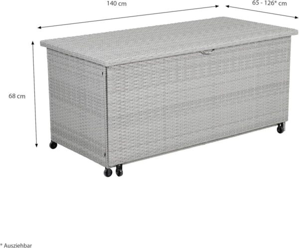 Greemotion Auflagenbox zum Ausziehen grau Stahl B/H/L: ca. 142x68x72 cm – Bild 3