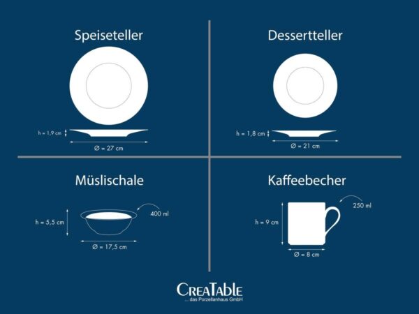 CreaTable Kombiservice Polo weiß Porzellan 16 tlg. – Bild 3